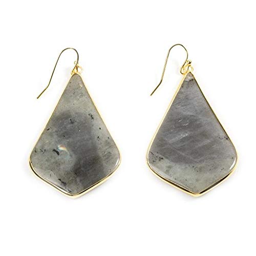 Boucles d'oreilles cloche en labradorite véritable aux reflets mystérieux