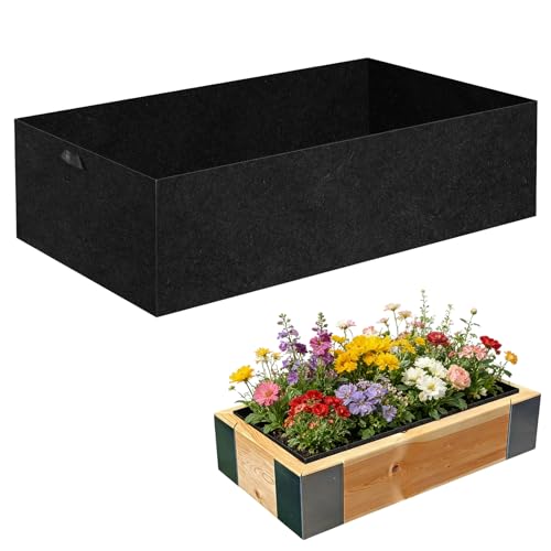 CIEOVO Raised Garden Bed Liner Thick Fabric Raised Garden Bed Breathable Drainage Rectangle Grow Bags with Handles Fabric Garden Bed for Outdoor Raised Garden Beds Holds Soil 4 x 2 x 1ft