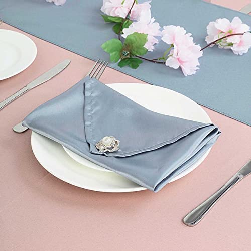 AHOLTA DESIGN Stain Resistant Satin Cloth Dinner Dusty Blue Napkins 20 in Non Iron Spring Patio Restaurants Dinner Wedding Parties Spring Patio Satin Dusty Blue Napkins 20"x20" 5PCs