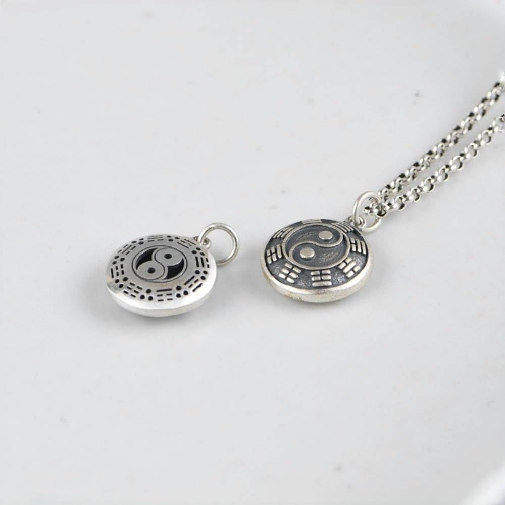 ForFox Collana con Ciondolo Yin Yang Tai Chi Cinese Piccolo in Argento Sterling 925 per Donna,Catena 50cm