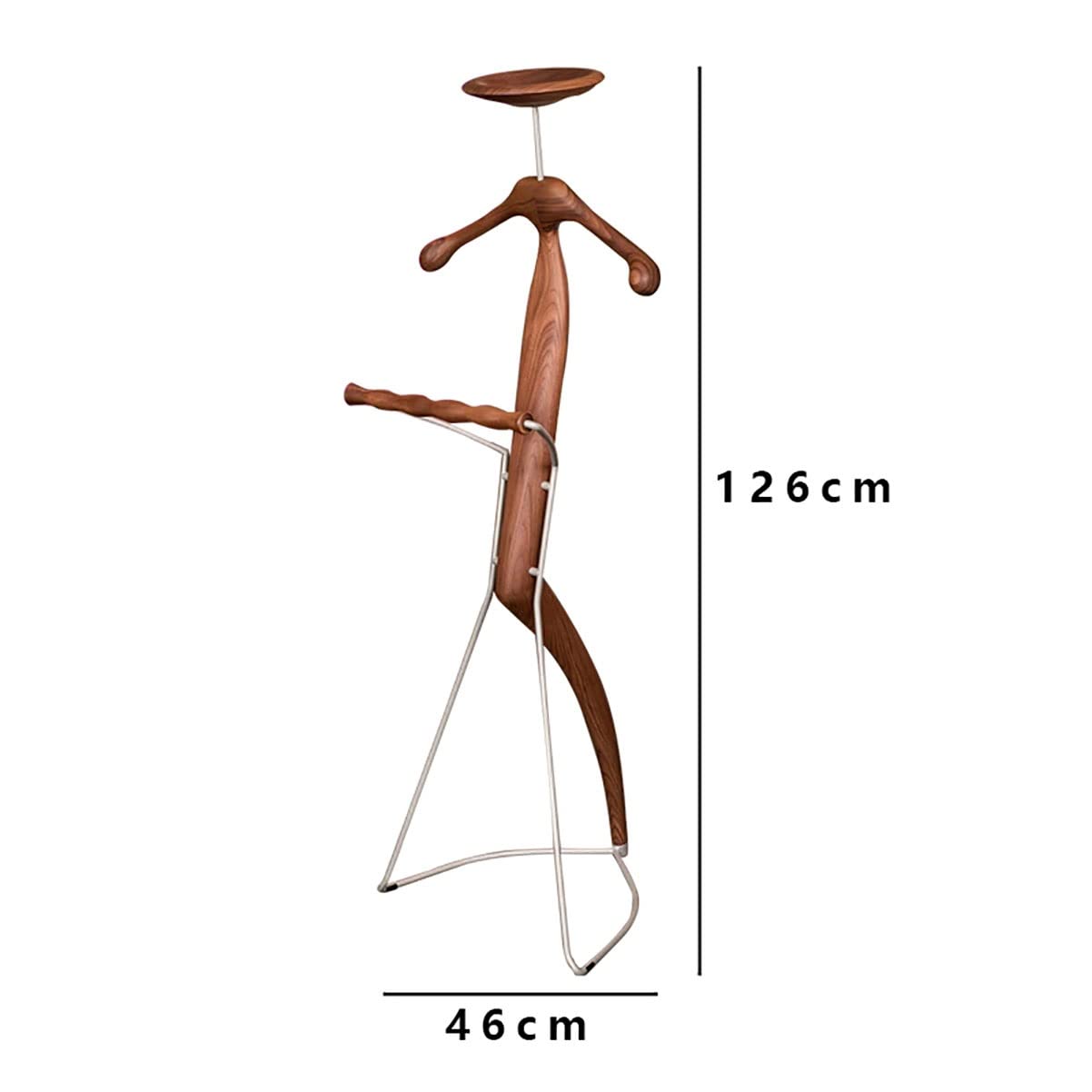 RajoNN Perchero de pie Trajes con Bandeja Superior, Percha de Contorno para Pantalones, Corbata y cinturón, fácil de Montar para Sala de Estar y Dormitorio (marrón, 46 x 126 cm)