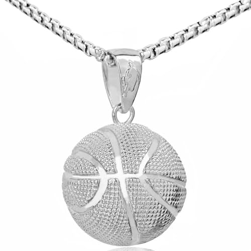 Collier homme sport et loisirs avec pendentif basket 3D