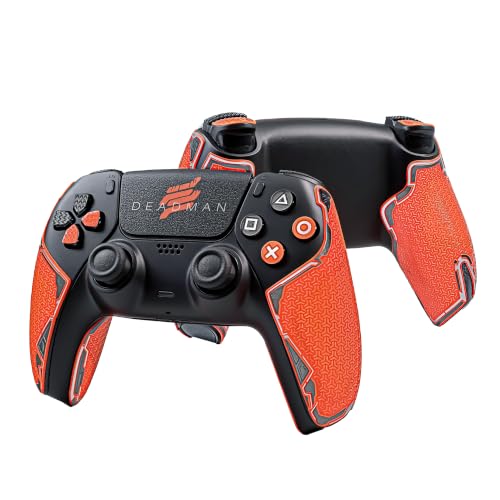 Controller Grips for PS5 DualSense, Skin kit,Anti-Skid, Multi-Texture, Sweat Absorption, Pre-Cut Grips Tape, by SHADOW BOOLT (Vermilion, Black &amp; Silver, Mecha Series 2.0 for DualSense)
