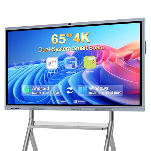 Smart Board Collaboration Hub, JYXOIHUB 65 Inch 4K Digital Electronic Whiteboard Built in Dual System and 20MP Camera for Classroom and Business, Interactive...