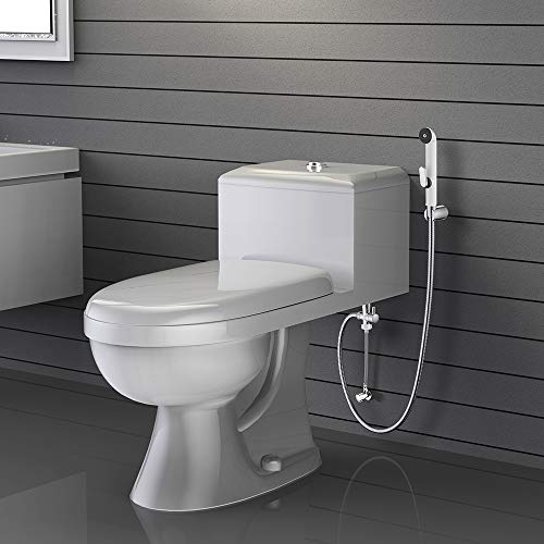 REWEE Hand Held Bidet Sprayer for Toilet Portable Bidet Faucet Baby Cloth Diaper Sprayer Kit (White+Chrome) - Thumbnail 5