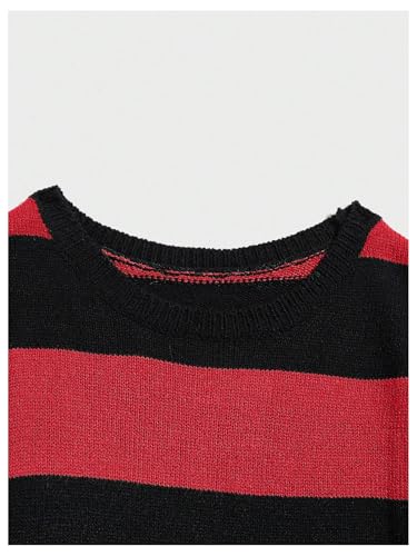 Floerns Men's Striped Pullover Sweater Colorblock Crew Neck Knit Casual Tops4