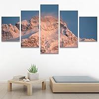SIGNWIN 5 Panel Canvas Wall Art Snow Mountain for Home Decorations Ready to Hang - 60