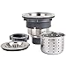 Kitchen Sink Drain 3-1/2 Inch Sink Drain Assembly Kit, Removable Deep Sink Strainer Basket with Sink Stopper/Sealing Lid for Home, Kitchen, Stainless Steel
