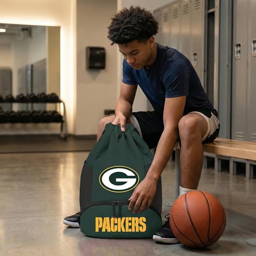 Image of NFL Green Bay Packers Cinch Bag - Standard Logo Drawstring Backpack