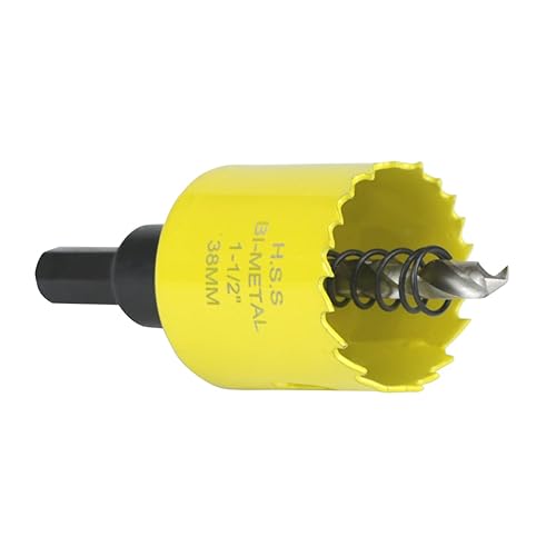 Miniatura 2 de Sierra de agujero de 1-12 pulgadas. Cortador de agujeros bimetálico HSS de 1.496 in con mandril de eje para madera, acero, plástico