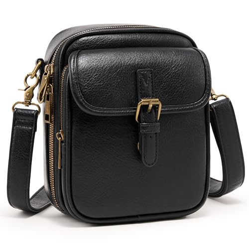 Small Messenger Bag Vegan Leather Crossbody Bag for Women Men,