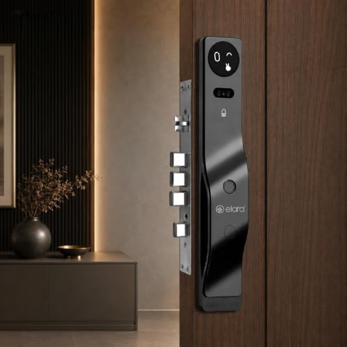 Image of Elara Echo Lite Smart Door Lock, Fingerprint, Card, App, OTP, Keys, PIN Unlock, Alarm Alert, Bluetooth & WiFi, Black, 2 Year Warranty. (APEX ONE AI PRO)