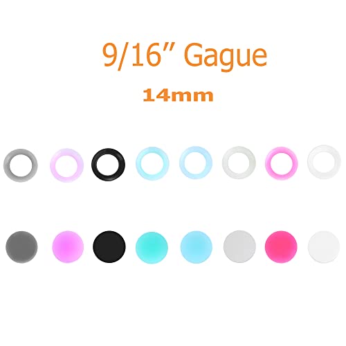 Juway Oveta Ear Gauges for Ear Silicone Ear Plugs Soft Flexible Silicone Gauge Saddle Silicone Ear Plugs and Tunnels 6mm-20mm(16 Pairs)2