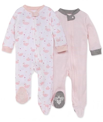 VIOPY Paquete de 2 Pijama Bebés Niñas/Niño Algodón Orgánico con Pies Mamelucos y Cremallera Frontal Cerrados Térmico...