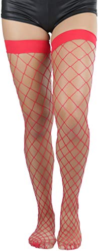 Image of ToBeInStyle Women's Diamond Large and Fine Fence Net Fishnet Nylon Thigh High