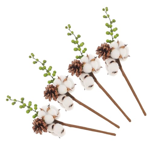 Artisanat style rustique avec 4 branches de coton décoratives Mipcase pour bouquet sec