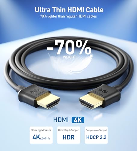 Cable Matters 2-Pack Ultra Mince HDMI Cable 3 ft (Ultra Mince HDMI Cable) 4K Évalué avec Ethernet