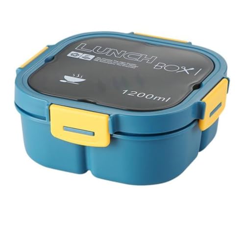 Marmita Lunch Box Com Divisórias Com Talheres Trava Hermética Lancheira 1200ml para Estudantes e Trabalho - Tubarão Stores