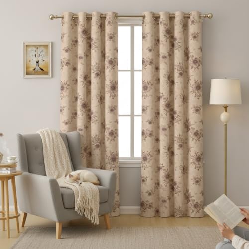 Image of STITCHNEST 'Whispering Gardens Series' Premium Heavy Polyester 100% Blackout Curtains 7 Feet Long Set of 2 | Door Curtain 7 Feet x 4 Feet | Perfect for Home Decor