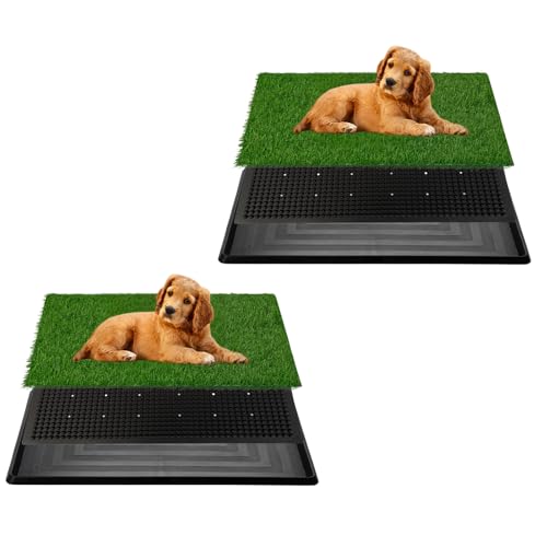 Image of Artificial Grass for Dog Potty - 16 x 20 inch,Dog Litter Box with Grass Strong Absorbency Grass Pad with Tray,Potty Training Pad,2 Pack