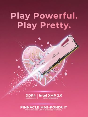 Image of Timetec Pinnacle Konduit 16GB DDR4 3200MHz PC4-25600 CL16-18-18-38 XMP2.0 Overclocking 1.35V Dual Rank Compatible for AMD and Intel Desktop Gaming PC Memory Module - Pink