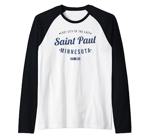 Saint Paul Minnesota Retro Vintage Souvenir MN Saint Paul Camiseta Manga Raglan