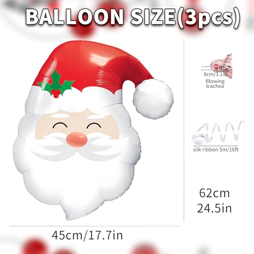 Image of Santa Claus Balloons - Christmas Foil Balloons for New Year Party Decoration, 3Pcs