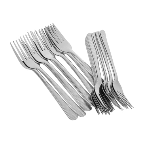 MUCKLILY 24pc Stainless Steel Salad Mixing Forks Chic Stripe Dessert Fruit Forks Ergonomic Grip Multi-functional