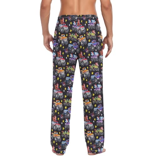 Laprad Men's Pajama Pants Lounge Comfy Pjs Bottoms Colorful Monster Trucks Soft Sleep Pant with Pockets3