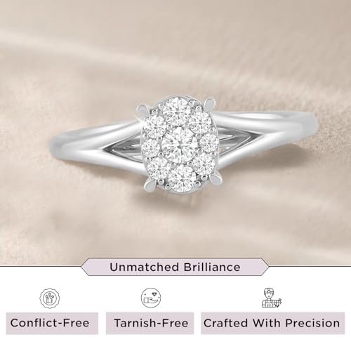 Jewelili 925 Sterling Silver Diamond Ring for Women | 0.25 CTW Bridal Wedding Engagement Rings | H Color I1 Clarity | Lab Grown Diamond Ring | Size 6,7 & 82