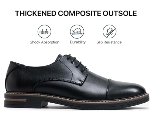 Image of Jousen Men's Dress Shoes Cap Toe Formal Oxfords for Men Business Lace Up Casual Comfortable Shoes