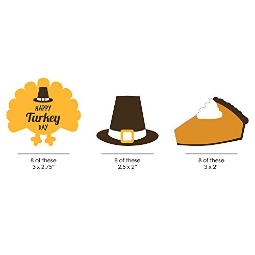 Big Dot of Happiness Happy Turkey Day Pitillos Decorativos de Papel - Set de 24 miniatura 2