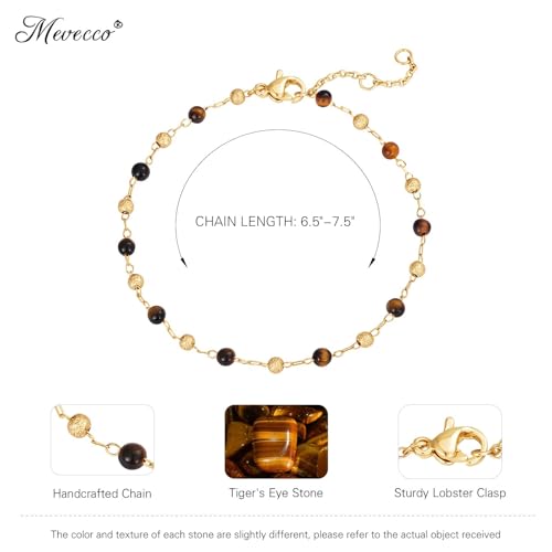 MEVECCO Gold Bracelet for Women Stone Mixed Bracelets 18K Gold Plated Handmade Custom Beaded Charm Chain Bracelet Stack Jewelry Gifts4