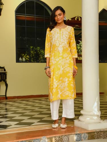 Image of Zainab Mulmul Straight Kurta |Chikankari | Chikankari Kurta | Chikankari Short Kurti | Lucknowi Chikankari Kurti (WL155-P)
