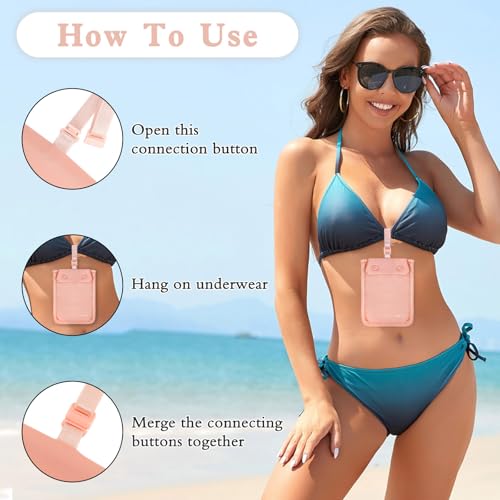 Image of YOYI YOYI Bra Wallet with Hidden Money Pouch & Secret Stash Pocket, Includes Neck Strap,RFID Blocking fabric for Secure Storage of Cash, Cards, & Valuables - Ideal for Travel & Daily Use