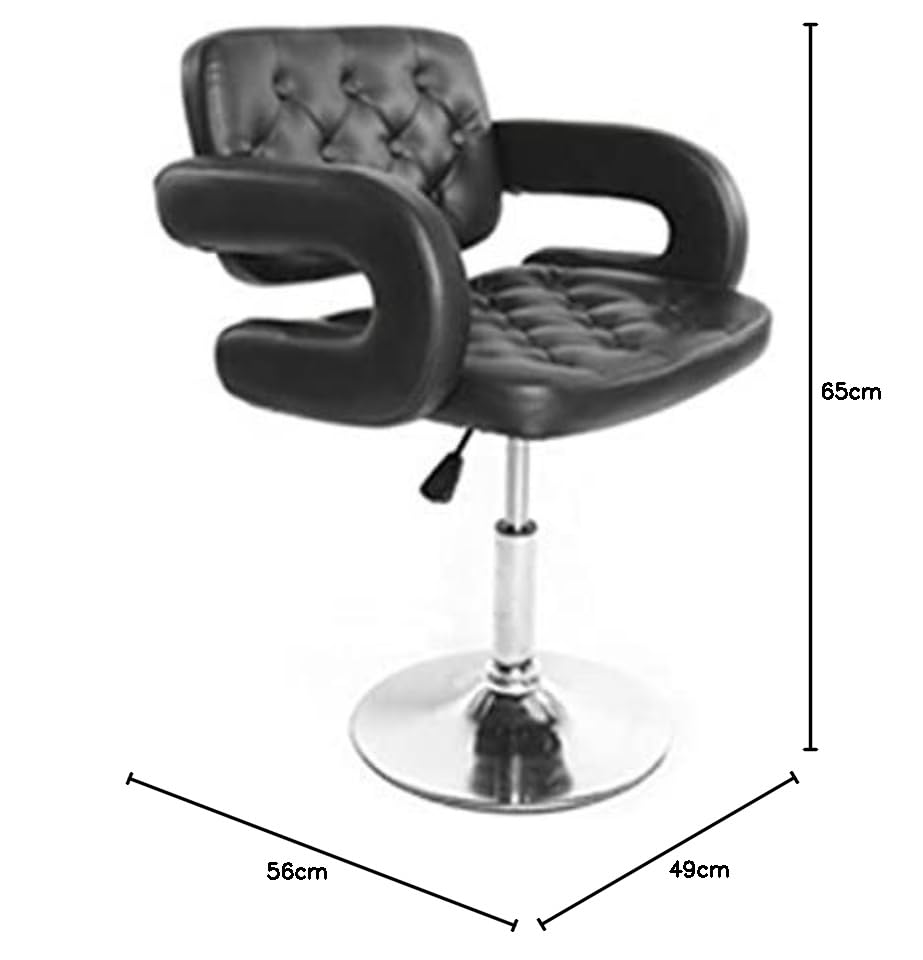 Cris Nails - sillón Profesional de peluquería, 360º giratoria con Base Fijo de Metal, Asiento Suave y cómodo de Material Piel Negro