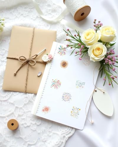 Image of 50Pcs Firework for Scrapbooking,Self-Adhesive Transparent Stickers Scrapbook Supplies Journaling Supplies for Adult Card Making Letters DIY Water Bottle Cards Decoration