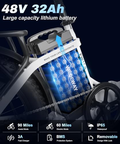 Wildeway Folding Electric Bike for Adults with 32Ah Battery