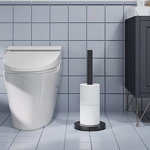 Free Standing Toilet Paper Holder Stand, 304 Stainless Steel Toilet Paper Storage Matte Black For Bathroom, Restroom #TOP2