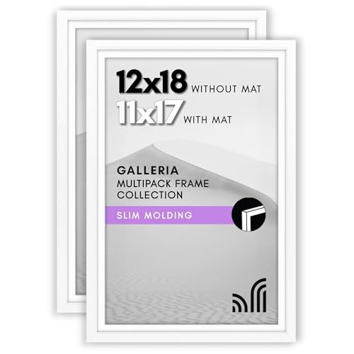 Americanflat 12x18 Poster Frame 2-Pack - Matted to 11x17 - White