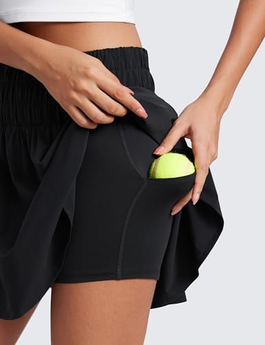 CRZ YOGA High Waisted Flowy Tennis Skirts for Women Pleated Casual Golf Athletic Pickleball Skorts with Shorts Pockets4