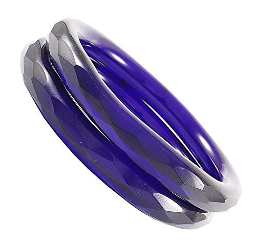 Image of ZULKA Get your traditions Glass With Diamond Pattern Glossy Finished Kada Set For Women and Girls,(DarkBlue 2.6 Inches), Pack Of 2 Kada Set