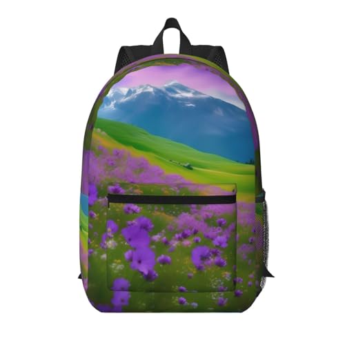 Sac à dos de voyage fleurs violettes 43cm avec multi-poches