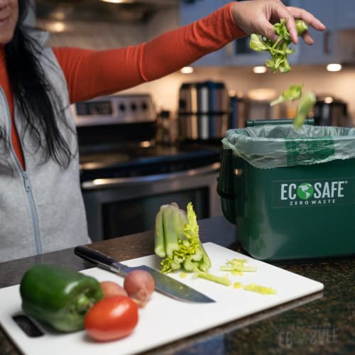 Image of EcoSafe-6400 HR1617-6 Certified Compostable Bag - ASTM D6400 Approved - Small 16x17 inch Green Bags for 2.5 Gallon Bin - Extra Strong Leak, Puncture and Tear Resistant Food Scraps Bin Liners, Pack of 1300