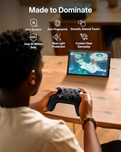 Image of Belkin TemperedGlass Screen Protector for Nintendo Switch 2 w /Blue Light Filter - 9H Hardness, Slim, Scratch-Resistant - Includes Easy Align Frame for Bubble Free Application - Gaming Essentials