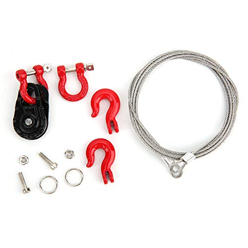 Acouto ACOUTOOWGQKUT4BI Equipment Three Piece Set Rc Steel Rope Pulley Lock Sleeve For Rc Model Car Climbing Vehicle Rc Crawler Accessories 1 10 Scale Snatch Block Winch Tow Strap Hook Trailer Stra thumb #5