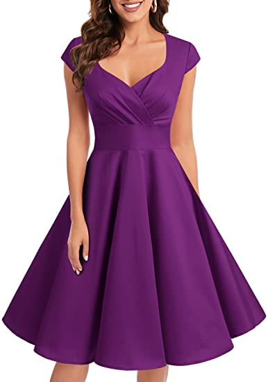 Bbonlinedress Women's Vintage 1950s cap Sleeve Rockabilly Cocktail Dress Multi-Colored
