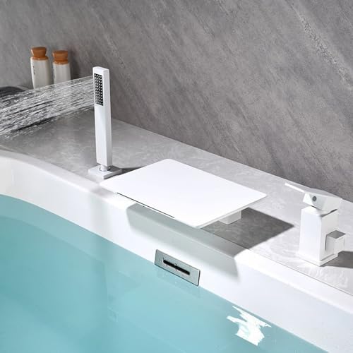 Mitigeur de baignoire 3 trous haut de gamme blanc avec cascade