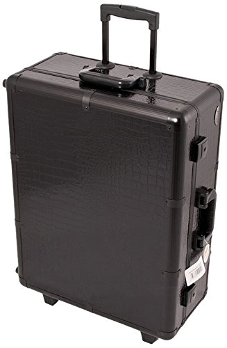 Craft Accents Professional Rolling Studio Makeup Case, All Black Crocodile Textured, 672 Ounce