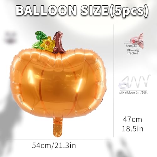Image of Pumpkin Balloon Thanksgiving Balloons Pumpkin Foil Balloons for Autumn Harvest Thanksgiving Themed Party Decoration Supplier, Birthday Party Balloons Sets 3Pcs